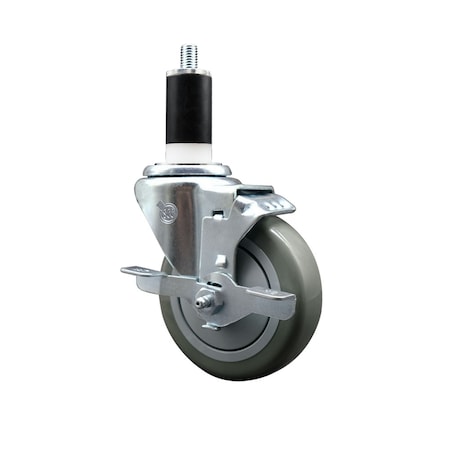 Service Caster 4'' SS Gray Poly Swivel 1-3/8'' Expanding Stem Caster with Brake SCC-SSEX20S414-PPUB-TLB-138